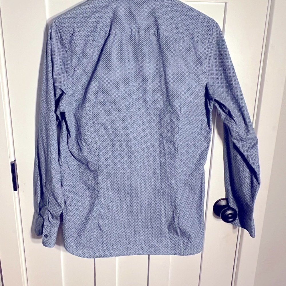 Men’s Pronto- Uomo Size Small Non Iron Button Down Blue Dress Shirt - Picture 6 of 6